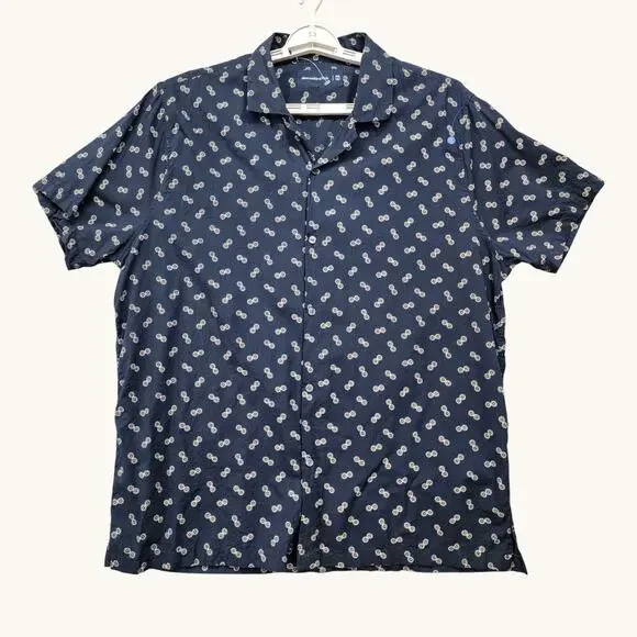 Abercrombie & Fitch Men’s XXL Blue Floral Print Camp Shirt Viscose Soft Hipster - Picture 2 of 8